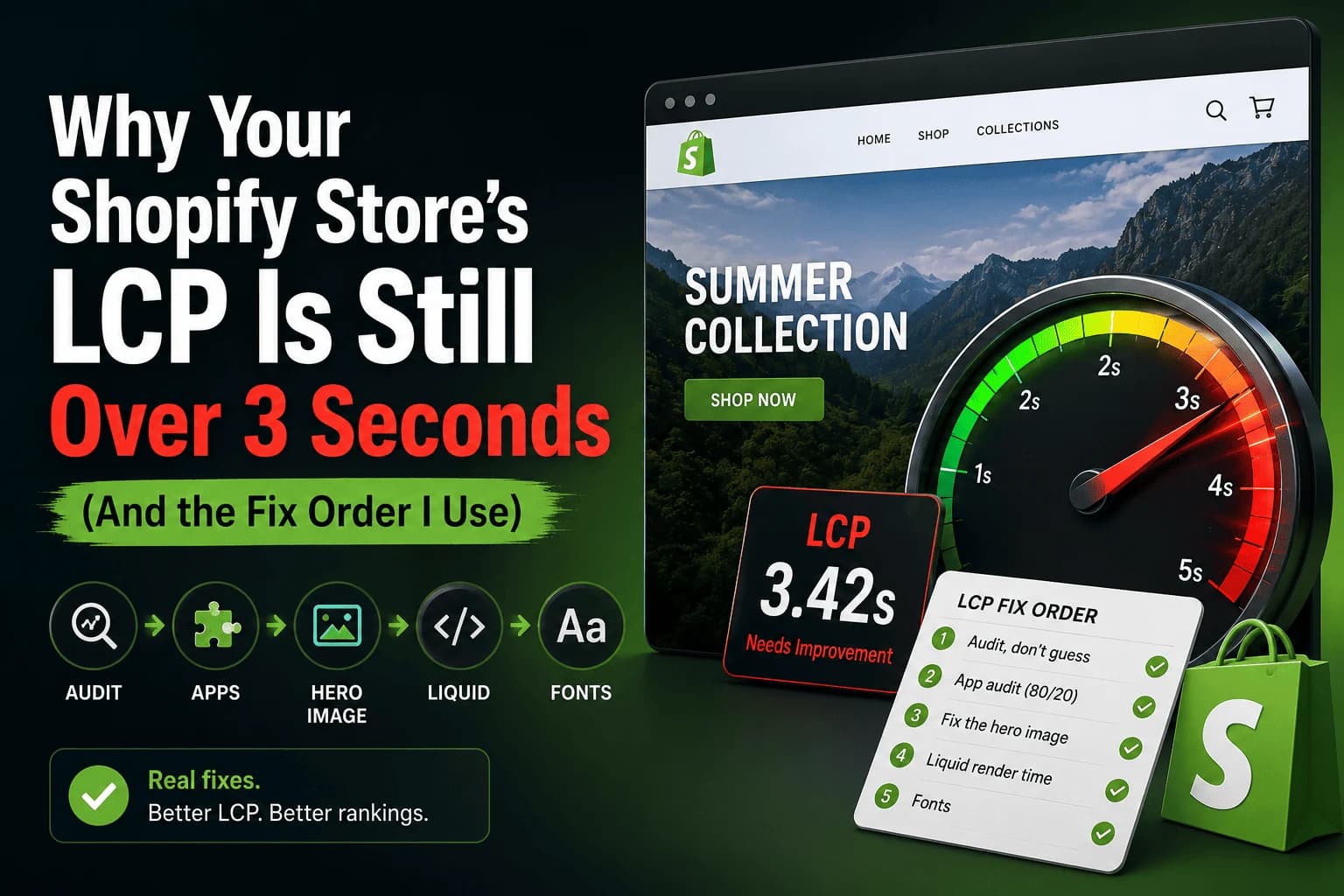 Shopify store LCP performance optimization — Core Web Vitals fix order