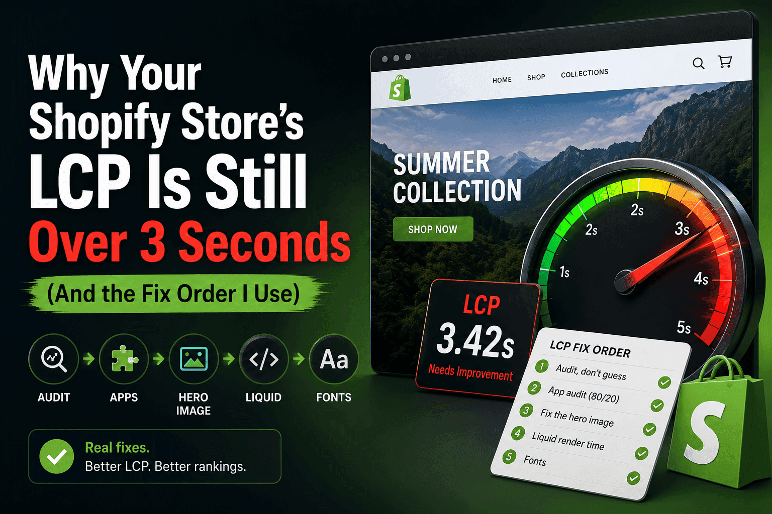 Shopify store LCP performance optimization — Core Web Vitals fix order